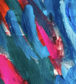 Abstraktes Ölgemälde auf Leinwand farbige Stimmung mit Blau und Rot