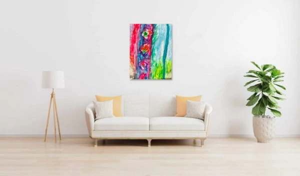 Abstraktes Ölgemälde auf Leinwand farbige Stimmung mit Rosa wandbild