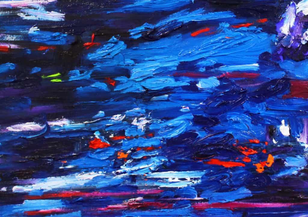 Acryl Gemälde Abstraktes Blau Im Wasser Vom Künstler Handgemalt