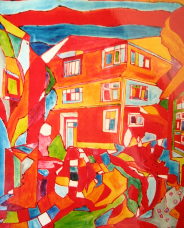 Gemälde Sinfonie in Rot Orange 90x120 cm